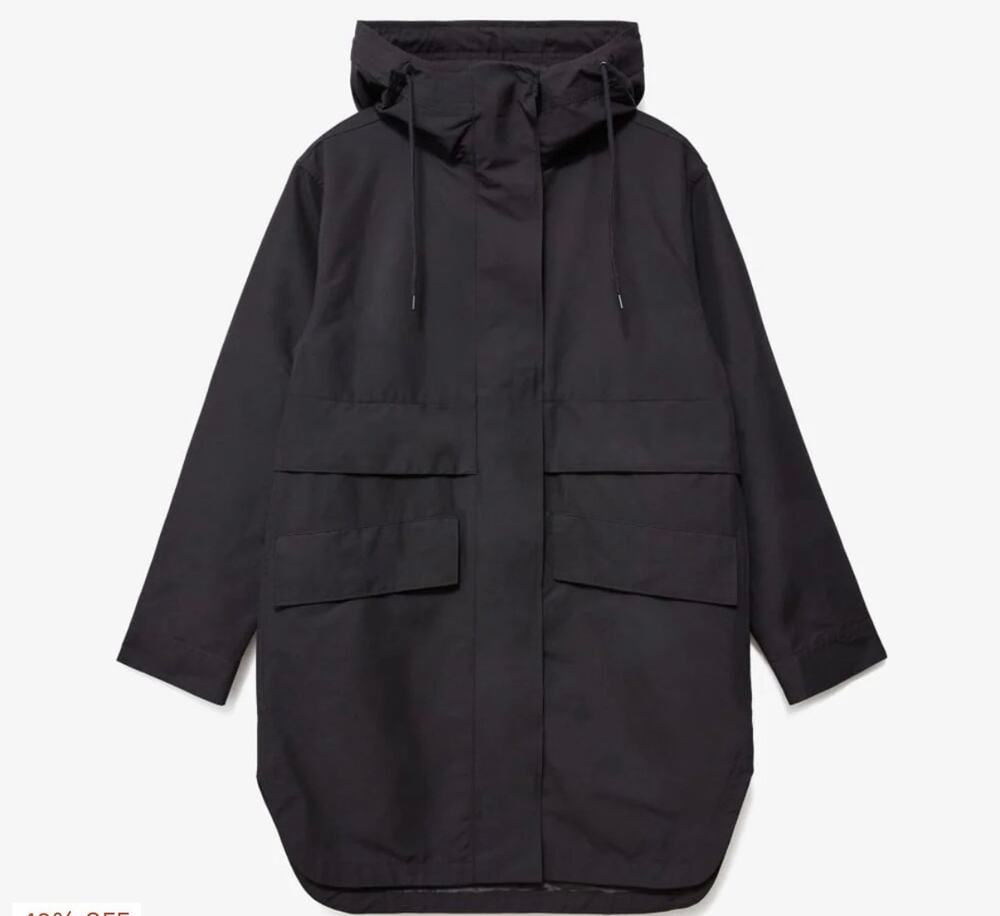 Everlane ReNew Anorak Jacket Women's Large Black Hooded Zip Up Pockets